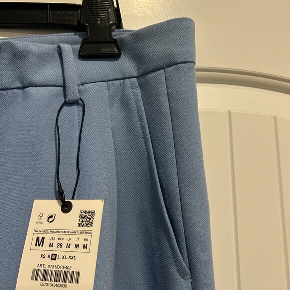 Zara Pastel Blue Wide Leg Trousers Women’s Size Medium - Picture 4 of 11